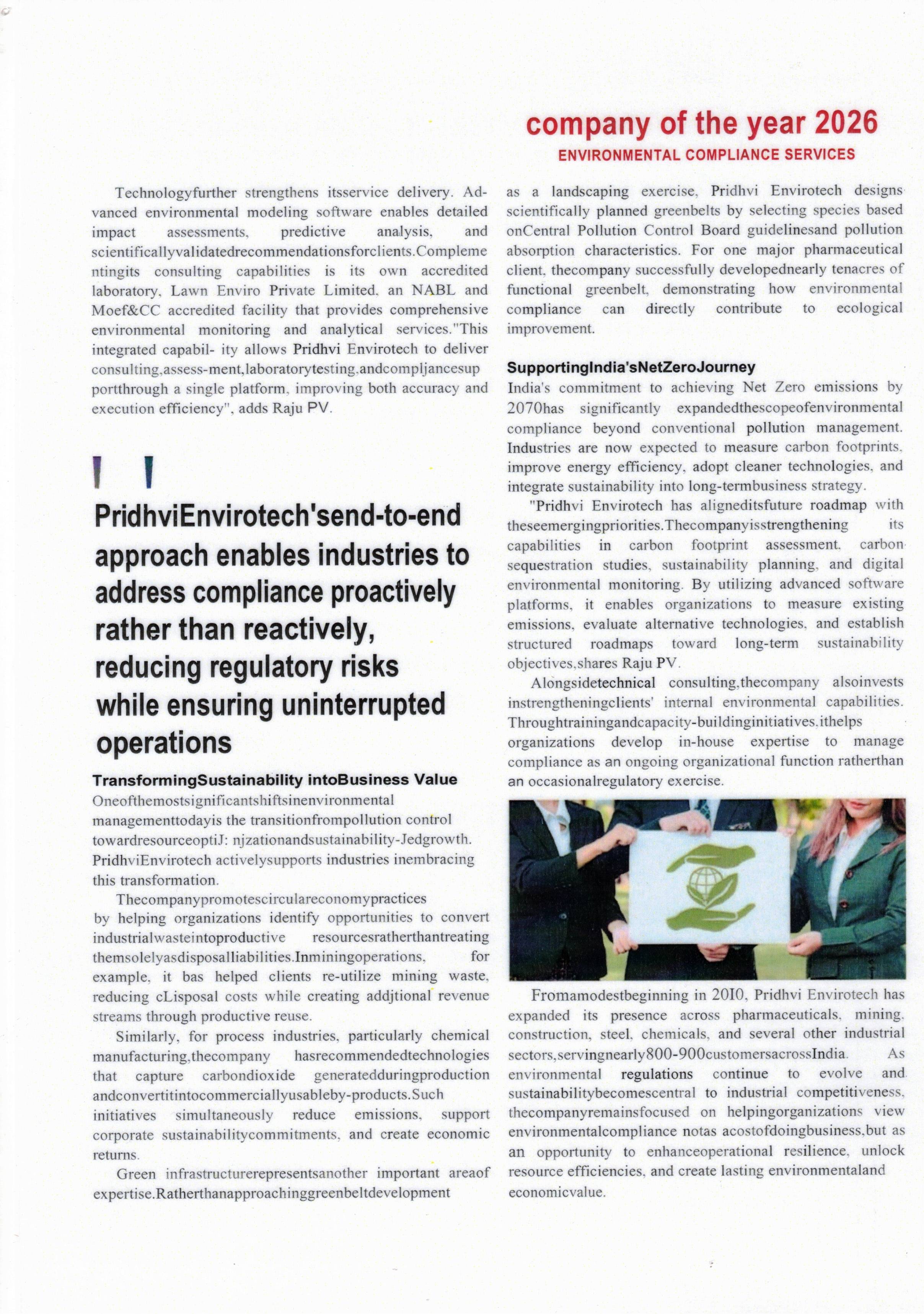 Magazine feature about Pridhvi Envirotech, page 2